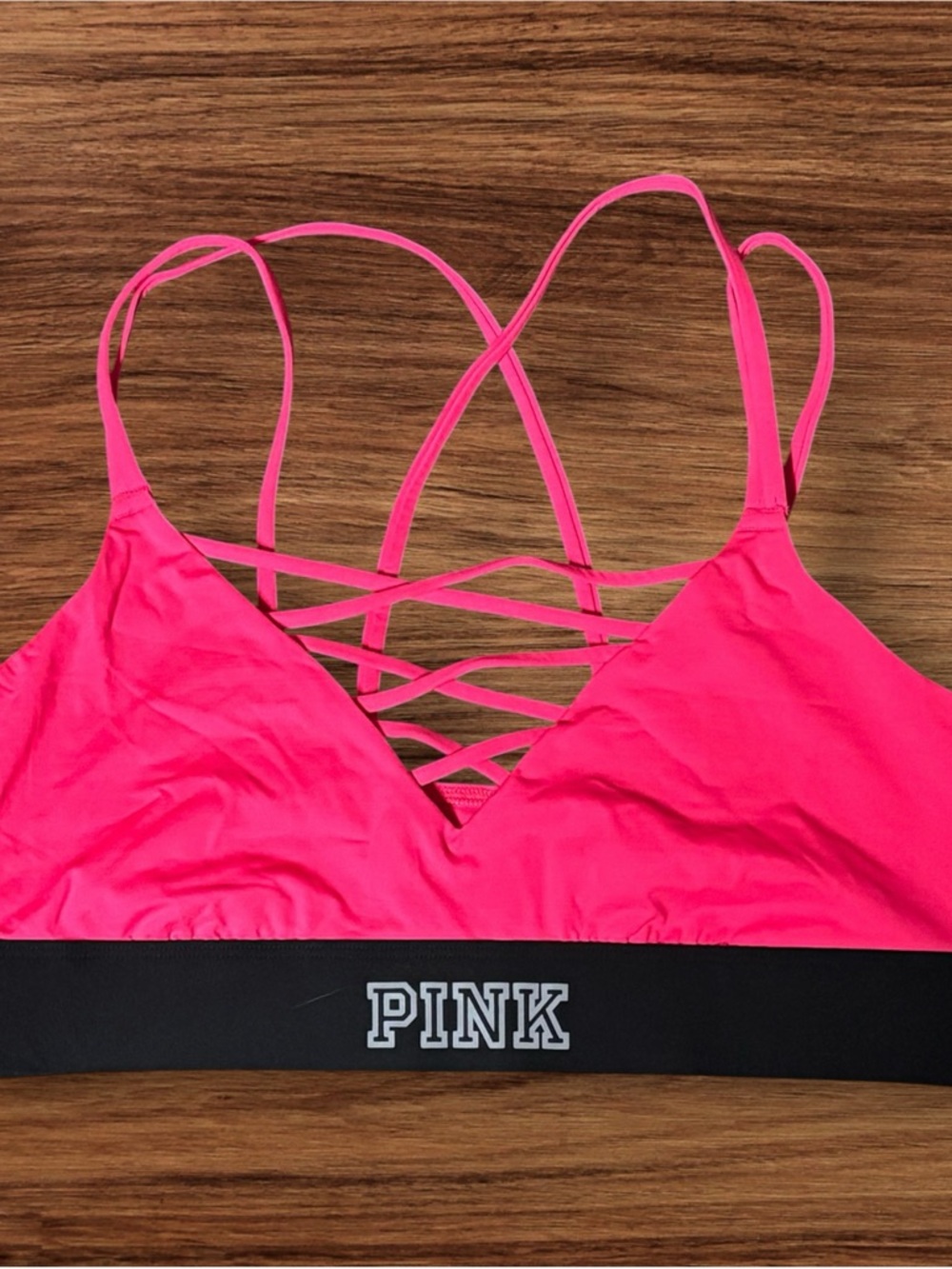 PINK Victoria's Secret Hot Pink Strappy Sports Bra